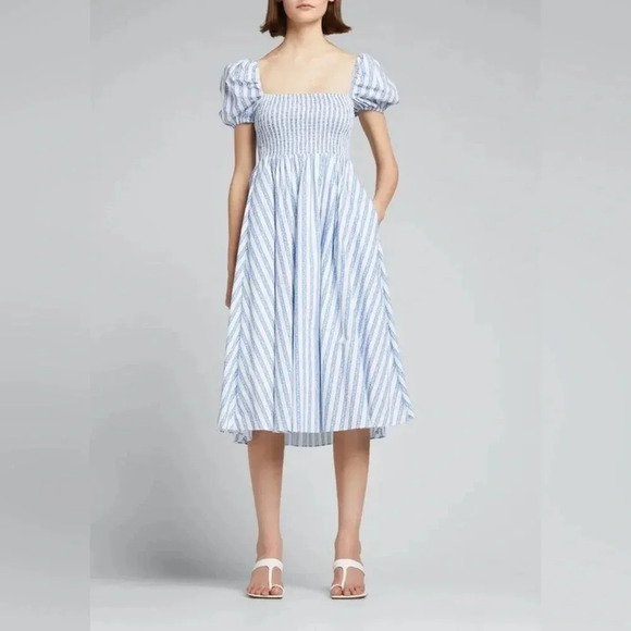 Caroline Constas  Mira Smocked Floral Midi Dress XXS - Picture 1 of 12